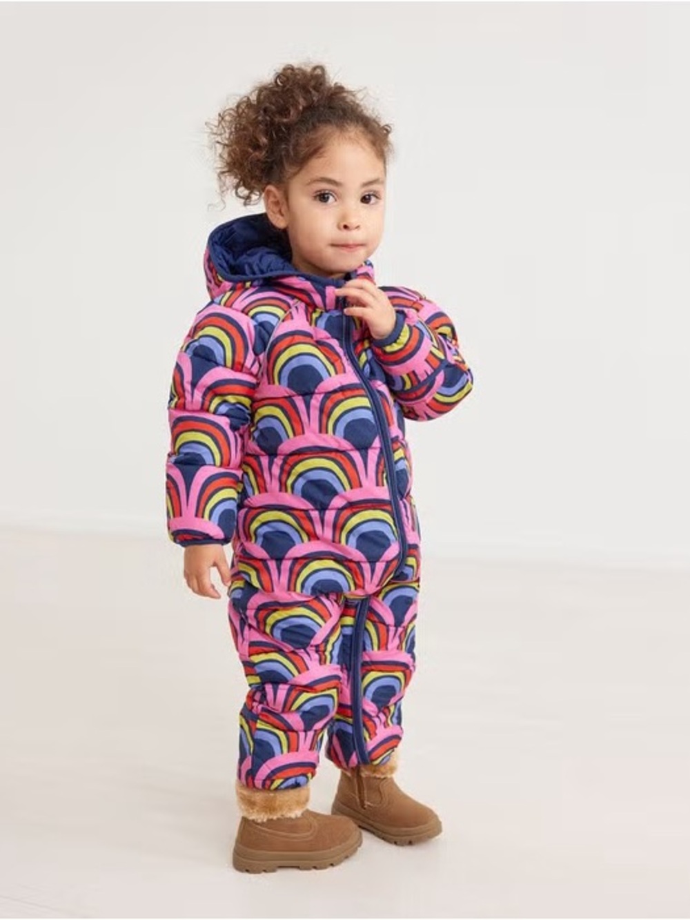 Hannah Andersson Printed Baby Snowsuit in Hello Rainbow